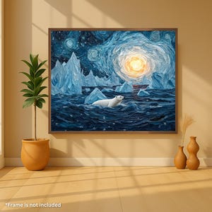 Polar Bears Swimming | Arctic Wilderness Art | Canvas Print 0.75&quot;