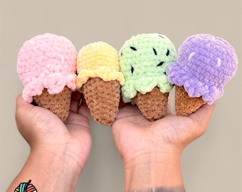 Modèle de peluche cornet de crème glacée au crochet : projet de bricolage amusant (téléchargement PDF numérique)