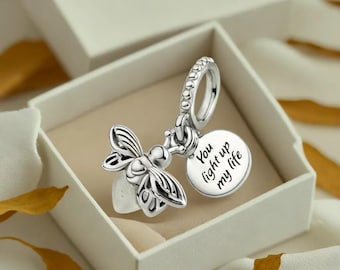 Firefly Dangle Charm Glow-in-the-dark Celebration and Good Luck Popular Handcrafted Metal Charms Sparkling Selenite Bracelet Charm