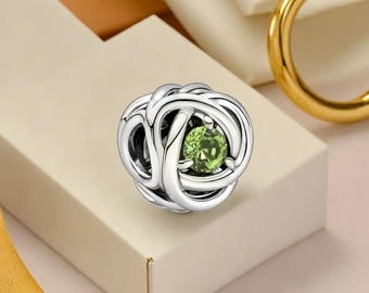August Birthstone Eternity Charm August Circle Birthstone Charm  Birthday Gift Idea, Women Jewellery Bracelet August Charm