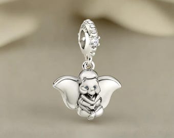 Dumbo Dangle Charm Classic Elegance Silver Elephant Animation Jewelry for Women  Popular and Sweet Pieces