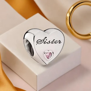 Sister Heart Charm Gifts for Sisters Silver Family Charm Celebrate Sisterly Love with Adorable Charm Beads Bracelet Charm