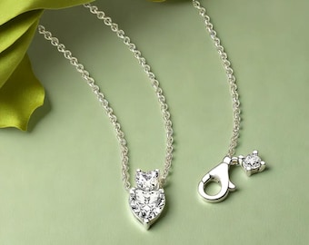 Double Heart Pendant Necklace Heart-Shaped Stones Pendant Charm Necklace A Popular Women&#39;s Jewelry Item  Radiate Your Affection and Style