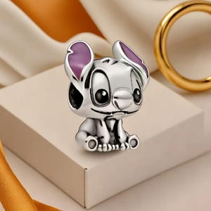 Charm Lilo & Stitch Charm Silver Famous Cartoon Characters Charm for Women Discounted Charm, Trending Jewellery  Gift For Daughter