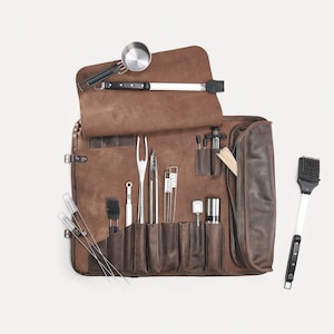 BBQ roll bag Grilling accessory Grill tools storage Grilling utensils bag Father day gift