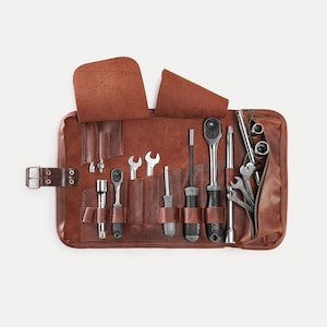 Sac à outils pour outils créatifs Organiseur de garage Rangement d'outils en toile Étui à enroulement en cuir Organiseur d'outils de voiture Emballage multi-poches pour outils Cadeau de fête des pères