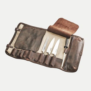 Borsa Portacoltelli Arrotolabile - 7 Scomparti, Tela Cerata, Per Cuochi