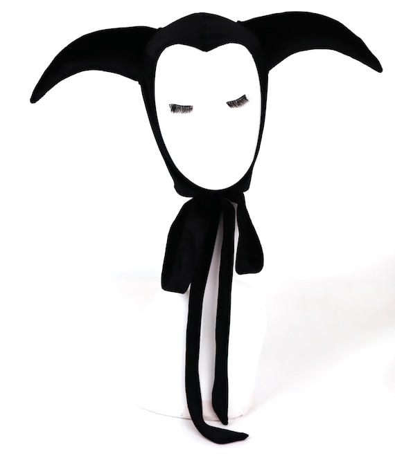 Black Jester Hat Hood Jester Beanie Clown Costum Outfit, Harlequin hat