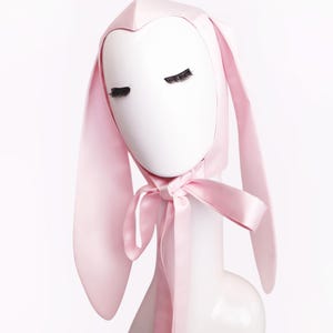 Pink Bunny Ears Hat Bonnet Easter Halloween Matte Satin woman vintage Cosplay costume party Headband drop Bunny ears