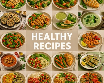 Healthy Recipes Digital Cookbook:50 Low-Calorie Meals (PDF Download 8.5x11) | Premair Digital