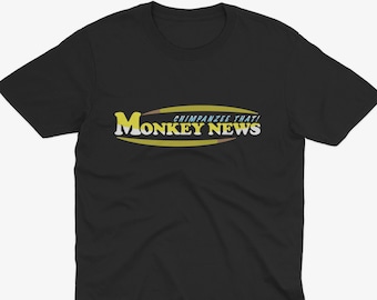 Monkey News, Chimpanzee That! The Ricky Gervais Show Monkey News T Shirt, Karl Pilkington T Shirt, An Idiot Abroad, Ricky Gervais Podcast