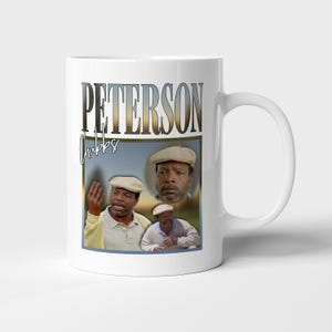 May include: White ceramic mug with the name "PETERSON" in large, stylized text. Below the name is the word "Chubbs" in a script font. The mug features three images of a man wearing a cap.