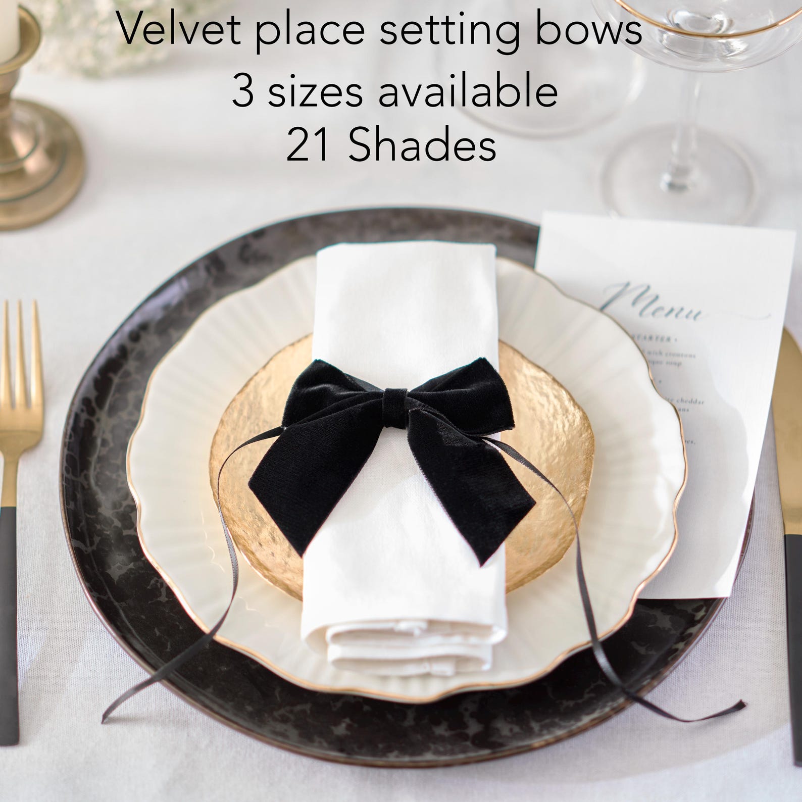 Velvet Bow Place Settings | Velvet Bow Napkin Ties| Wedding Place ...