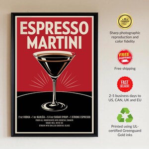 Vintage Espresso Martini Print | Cocktail Retro Wall Art Decoration for Cocktail Lovers