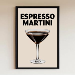 Minimalist Espresso Martini Print | Cocktail Wall Art for Home Bar Cart and Kitchen Decor