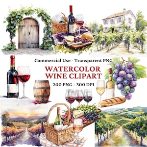 200 aquarel wijn clipart-wijn png-druiven-wijnfles-transparante achtergrond-viering clipart-wijn wijngaard-commerciële png