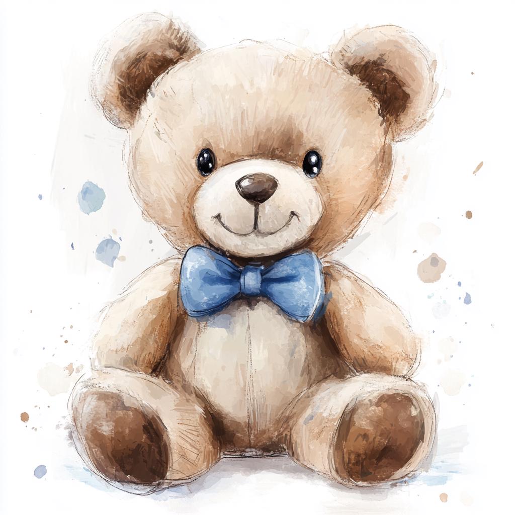 200 Watercolor Teddy Bear Clipart - Baby Shower for Boy Clipart - Teddy ...