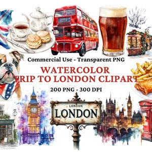200 Clipe de Londres - Clipe de Britânico - Clipe de Big Ben - Aquarela Palácio de Buckingham PNG - Clipe de Peixe e Batatas Fritas - Hyde Park - Uso Comercial