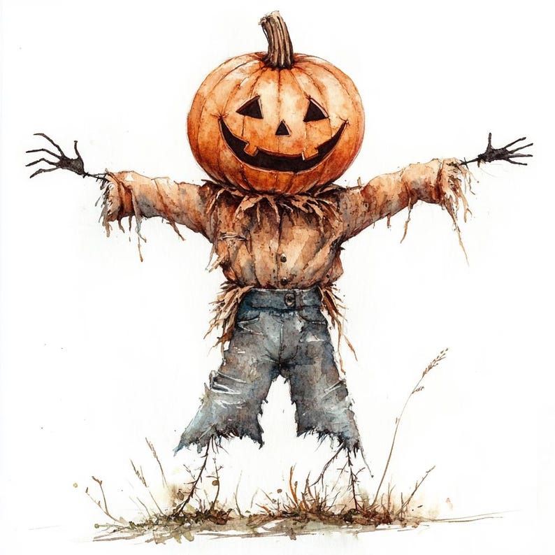 200 Watercolor Funny Halloween Clipart - Scary PNG, Pumpkin - Kids ...