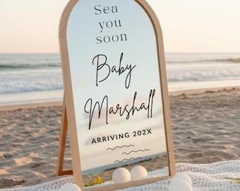 Summer Pregnancy Announcement Template: Beach Baby Reveal, Social Media Pregnancy Announcement, Editable Digital Download