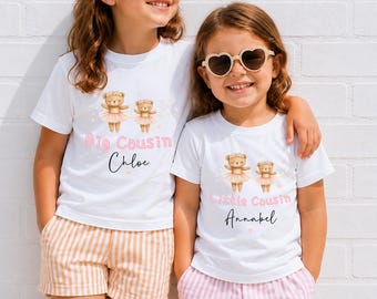 Big Cousin Little Cousin Baby Romper, Cousin Announcement Gift, Toddler Girl Cousin Shirt, Matching Family Cousin Outfit
