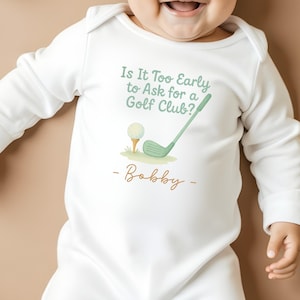 Baby Golf Lover Babygrow, Personalised Funny Golf Quote Babygrow, Custom Infant Golf Design, Toddler Golf Humor Baby Clothes