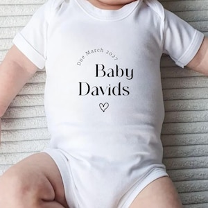 Personalised Baby Announcement Vest, Custom Bodysuit Keepsake, New Mom Gift, Baby Coming Soon Present with Name Babygrow Gift