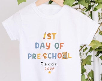Boys First Day Preschool Shirt, Custom Starting School Top, Toddler First Day Nursery Outfit, Personalised School Starter Tee