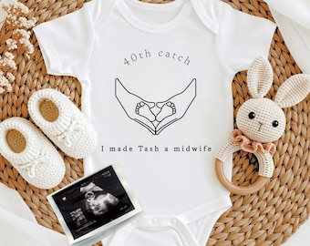 40th Catch Midwife Baby Grow, Custom I Am a Midwife Baby Bodysuit, Custom Baby Vest for Parents from Student Midwife, Newborn Babygrow Gift