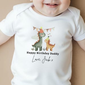 Alles Gute zum Geburtstag Papa Baby wachsen, Dinosaurier alles Gute zum Geburtstag Papa Babygrow, erster Geburtstag Papa Bodysuit, 1. Geburtstag als Papa Geschenk vom Baby