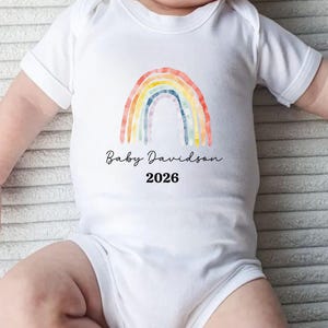 Personalised Rainbow Baby Bodysuit, Custom Miracle Baby Grow, Baby Name Babygrow, IVF Baby Announcement Gift