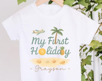 My First Holiday Personalised Bodysuit | Baby's Summer Vacation T-Shirt | First Flight Infant Romper