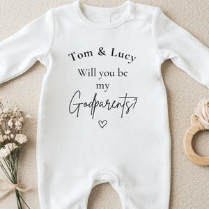 Personalised Baby Grow for Godparents Proposal, Custom Will You Be My Godparents Newborn Clothes, My Godmother Baby Vest, Baptism Baby Gift