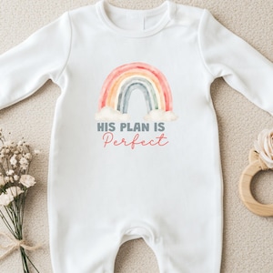 His Plan Is Perfect Baby Grow, Custom Baby Clothes Keepsake, Newborn Bodysuit Gift, Cute Vest for Newborn Present