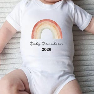 Personalised Rainbow Baby Vest, Custom Baby Announcement Bodysuit, Miracle Baby Girl Gift, IVF Baby Grow, Keepsake Babygrow