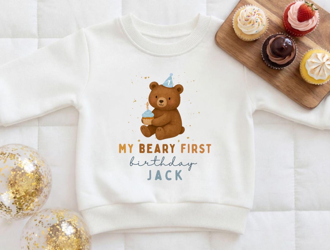 My Beary First Birthday Top: Baby Boy Teddy Bear Cake Smash Outfit ...