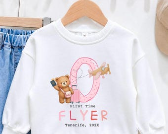First Time Flyer Girl Holiday Outfit Baby Grow, Personalised Toddler Holiday Shirt, My First Holiday Summer Outfit, Custom Kids Travel Gift