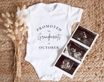 Pregnancy Reveal to Grandparent Babygrow, Pregnancy Surprise Gift, Grandparent Surprise, See you Son Baby Vest, Promoted to Grandma Bodysuit