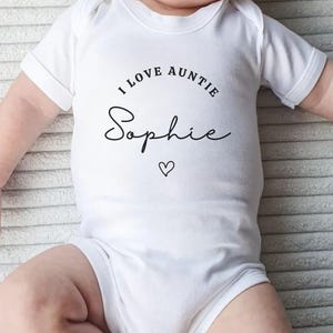 I love My Auntie Baby Grow, Personalised Baby Bodysuit for Aunties, Newborn Baby Gift Bodysuit, Nephew Babygrow, Niece Baby Clothes
