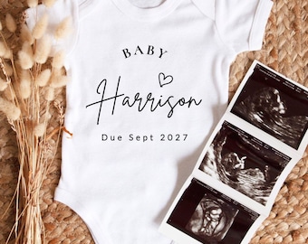 Anuncio de bebé personalizado: Regalo para abuelos y familiares para anunciar el embarazo.