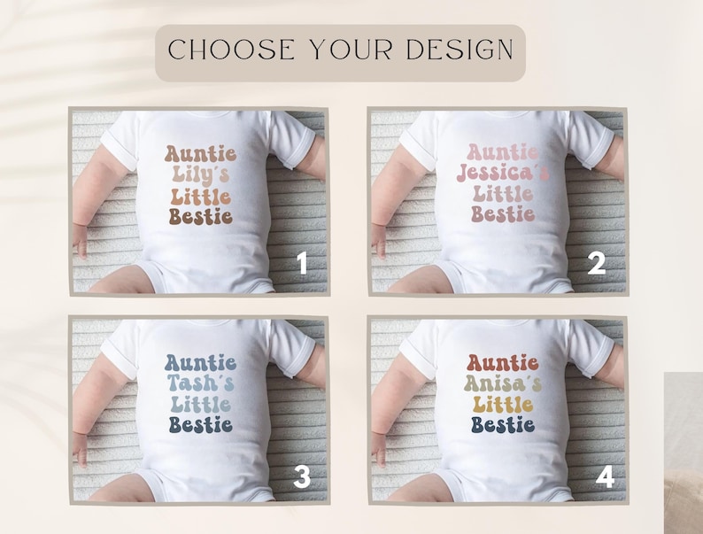 New Auntie Baby Grow Retro, Custom Niece or Nephew Baby Bodysuit, Personalised Baby Announcement Clothes for Aunty, Auntie Bestie Present image 4