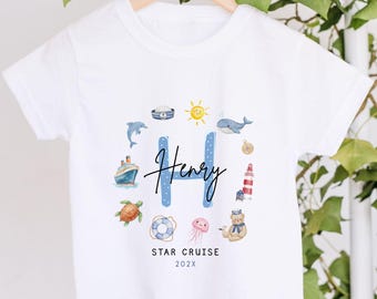 Personalised First Time Cruiser Boy Baby Grow, Family Vacation Matching Sibling Outfit, Toddler Boys Sailing Romper, Custom Cruise Shirt