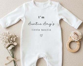 Khala's Little Bestie Bodysuit Personalised, Custom Baby Grow For Aunt, Custom Babygrow Present for Nephew, Auntie's Little Bestie Bodygrow