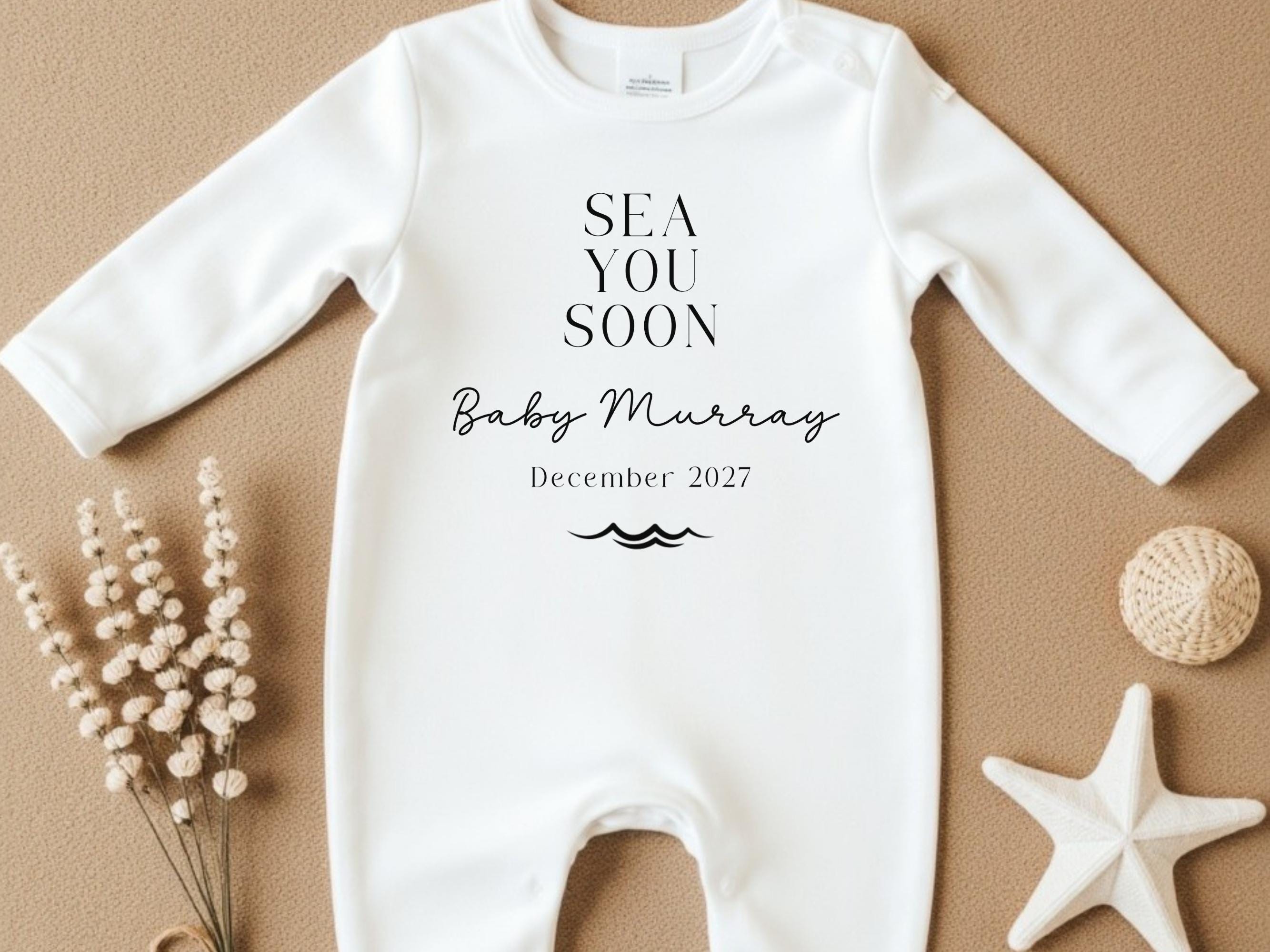 Personalisierte Sea You Bald Weste, Ocean Theme Schwangerschaftsankündigung, Baby Due Sommergeschenk, Strandankündigung