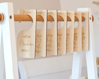 Tussenschotjes voor babykleding, organisatie voor babykleding, organizer voor kledingmaat gebladerte, kinderkameraccessoires, genderneutrale babykamer (dubbelzijdig)
