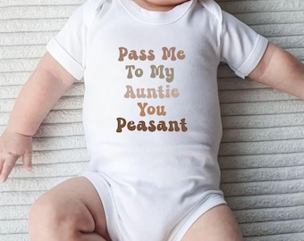 Funny Baby Clothes, Pass Me To My Auntie Gift, I Love My Aunties Baby Grow, Humour Baby Gift for New Aunt, Cute New