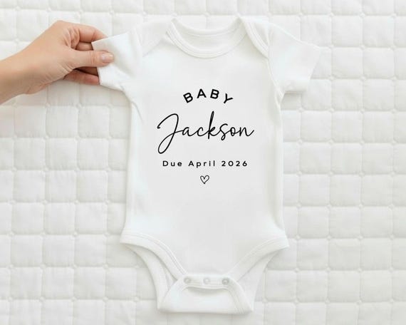 Body neonato personalizzato Grow Vest Gravidanza Prossimamente Annuncio data di scadenza Rivela regalo Cognome Nome Tutina per doccia Vestito per neonato Nascita - Italia