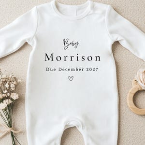 Personalised Pregnancy Announcement Bodysuit, Custom Baby Grow Gift, Keepsake Baby Vest Present, Newborn Announcement Outfit