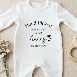 Personalized Grandma From Heaven Gift, Baby Nanny Memory Keepsake, Hand Picked By Nanny Bodysuit, Grandparent Remembrance Baby Vest