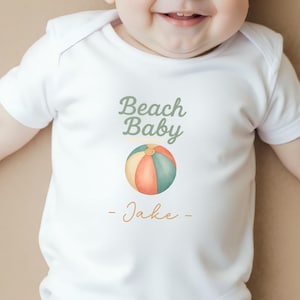 Ropa de verano para bebé, traje de vacaciones personalizado, body de pelota de playa colorido, atuendo de exterior para días soleados.